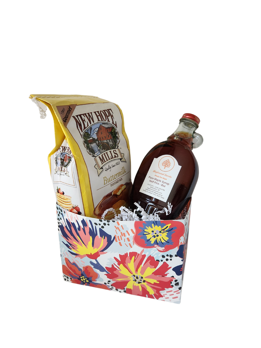 Gift Box with Syrup and Pancake Mix
