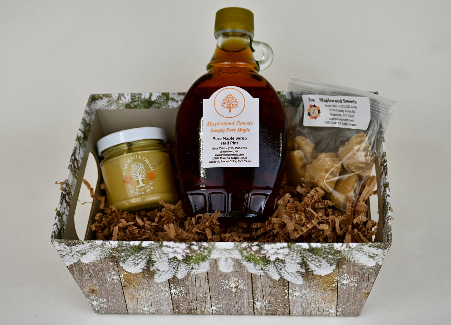 Gift Basket with Syrup, Cream and Candy